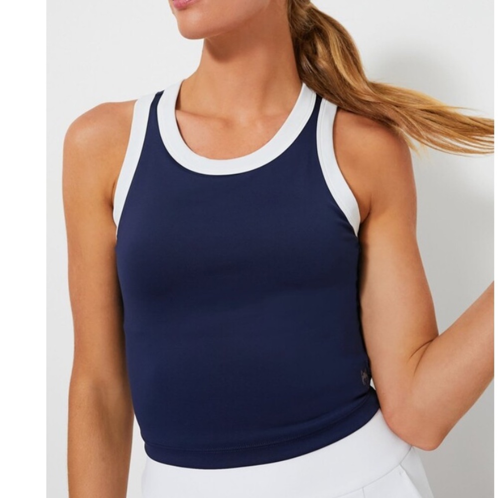 Tuckernuck Navy and White Racerback Tank Top